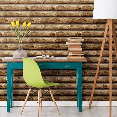 Rustic Lake Forest look Cabin Logs Peel & Stick Wallpaper - 16.5 feet long