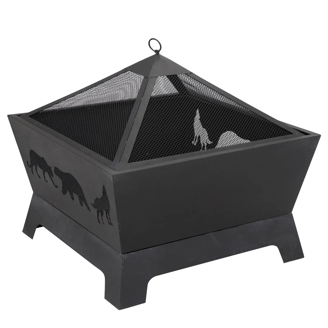 Segawe 26" Metal Iron Pyramidal Guard Fire Pit - Antique Style Burner, Bonus Dacron Weather Cover and Poker, photo 7 of 9