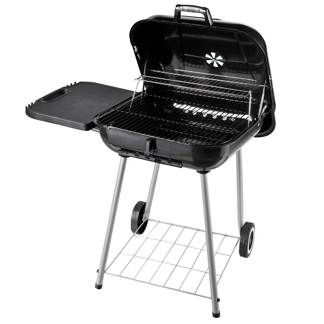 Outsunny 37.5" Steel Square Portable Outdoor Backyard Charcoal Barbecue Grill With Lower Shelf and Tray, photo 5 of 9