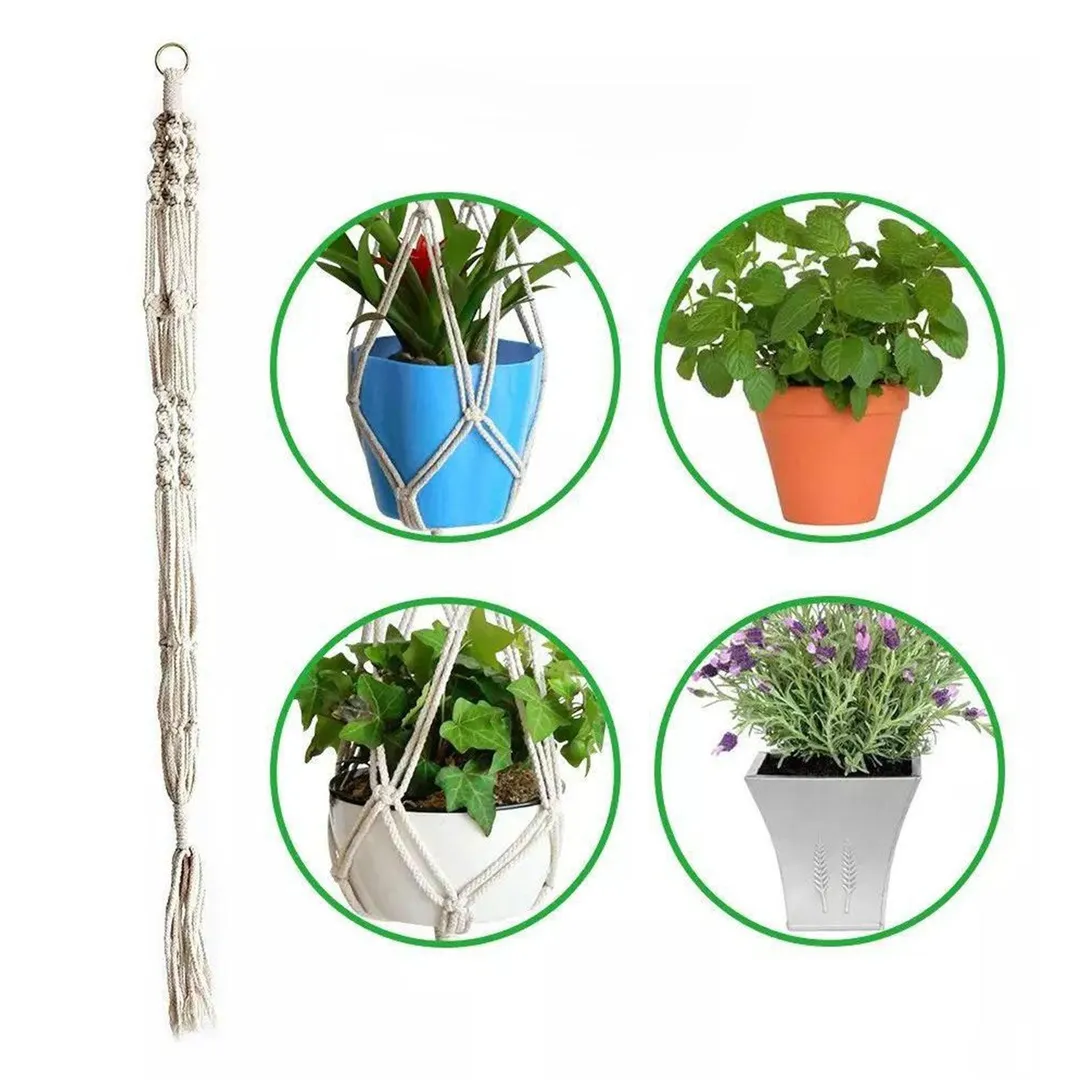 EEEkit 2/1 Pack Macrame Plant Hanger, Wall Hanging, Indoor Outdoor Hanging Plant Basket Holder Hanging Planter Stand Flower Pots Boho Home Decor for Decorations - Cotton Rope, 4 Legs 41 Inch, photo 3 of 9