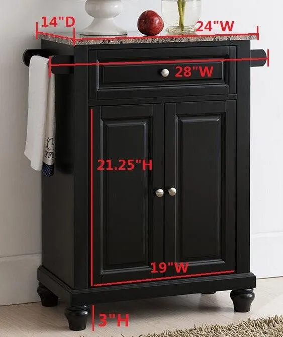 Ian Kitchen Island Storage Cabinet, Black & Marble Wood, Adjustable Shelf & Towel Bars, Contemporary, photo 5 of 5