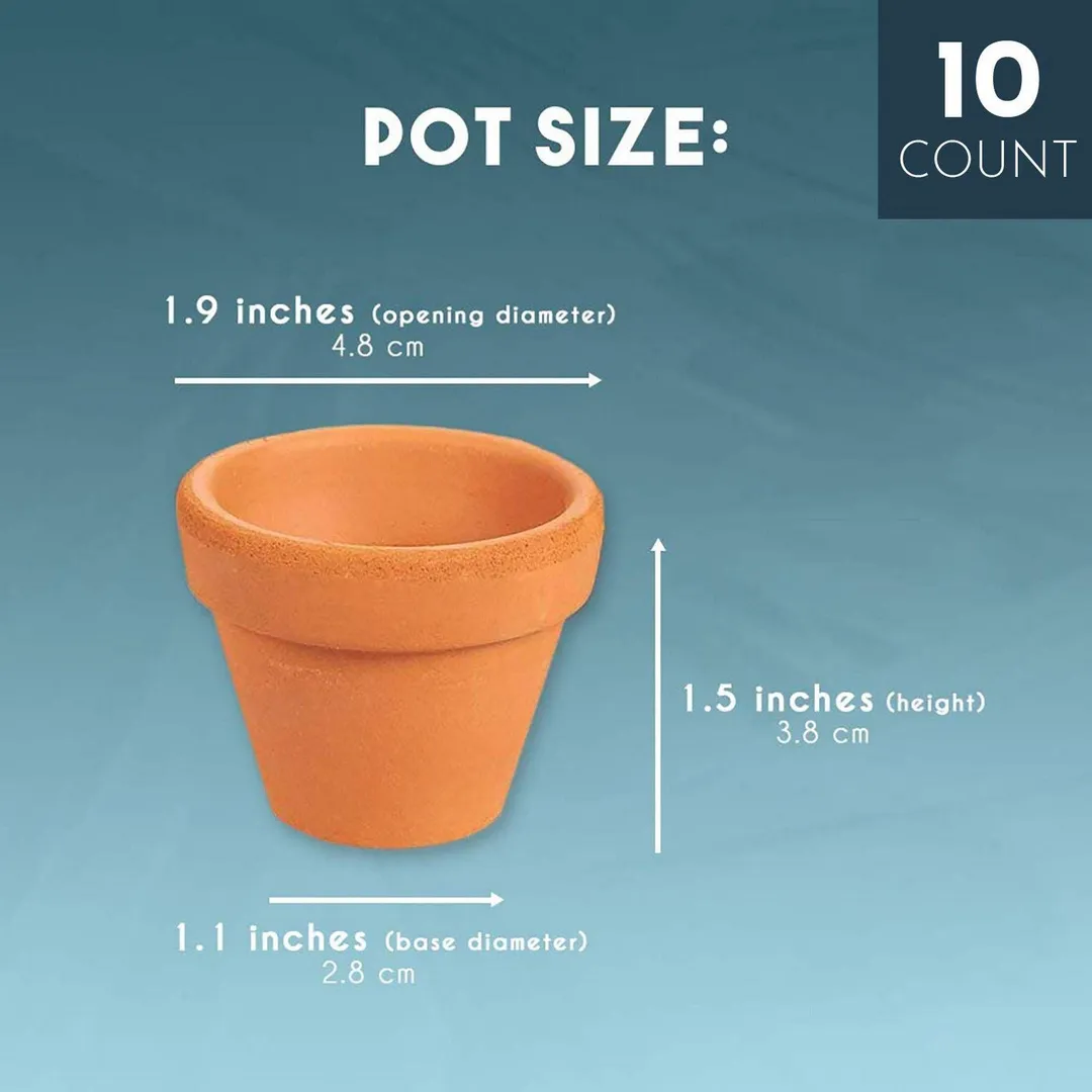 10-Pack 1.5" Terra Cotta Pots, Mini Small Terracotta Flower Clay Pots Planters for Plants, Ceramic Pottery Nursery Indoor Outdoor Garden Gardening for Cacti and Succulent, Brown, 1.5 inches, photo 2 of 6
