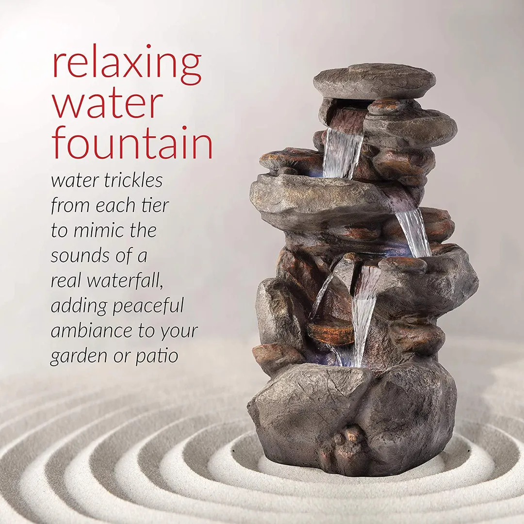 Alpine Corporation 4-Tier Rock Water Fountain with LED Lights, photo 5 of 11