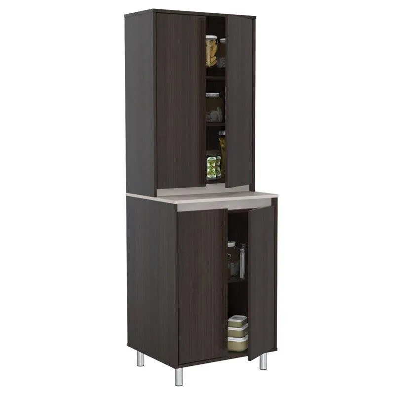 Inval AMBROSSIA Breakroom 4-Door Cabinet, Espresso and Amber Grey, photo 6 of 8