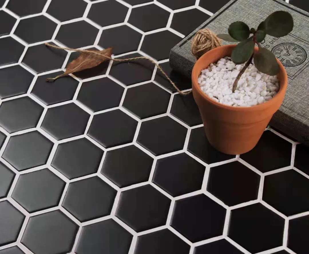 WS Tiles - Value Matte Black 10.5 in. x 10.5 in. Porcelain 2" Hexagon Mosaic Floor & Wall Tile (9 sq. ft / Case), photo 2 of 7