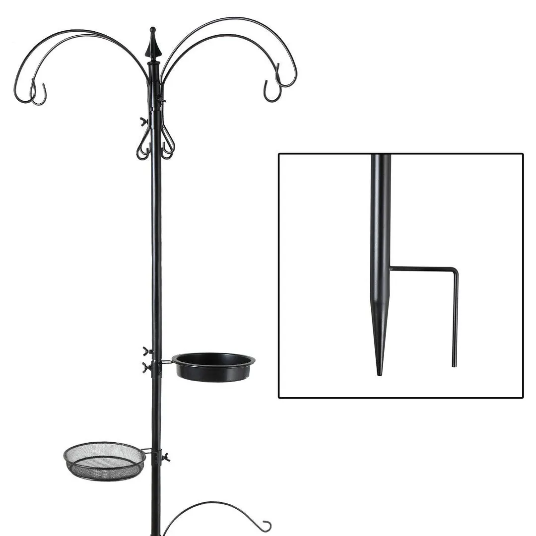 Jaxpety  Bird Feeding Station 84.6" Multi-Feeder Station Hanging Kit w/ Bird Bath，Wild Squirrel Feeding，Black, photo 11 of 14