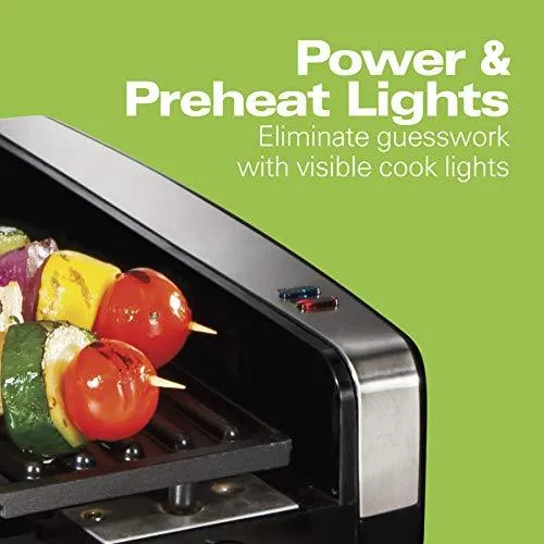 Hamilton Beach Electric Indoor Searing Grill Removable Easy-To-Clean Nonstick Plate, 6-Serving, Extra-Large Drip Tray, Stainless Steel (25360), photo 7 of 8
