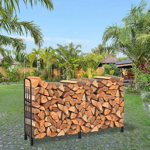 6 Feet Heavy Duty Outdoor Fireplace Firewood Log Rack w/ Arrow Pattern