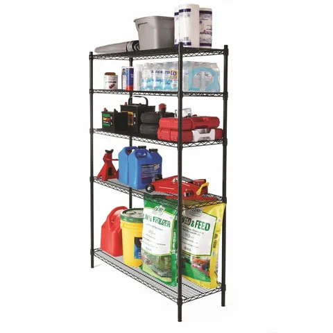16 in deep · 48 in wide · 72 in high 5 Shelf Heavy Duty Wire Shelving Storage Rack, Black