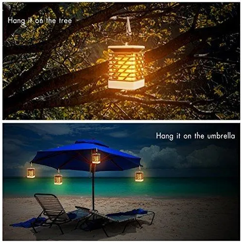 Topchances Solar Lights Solar Lanterns Dancing Flame Outdoor Hanging Lanterns Lights Decoration Lighting Solar Powered Waterproof Umbrella Lanterns Night Light Auto Sensor for Garden Patio Yard, photo 4 of 5