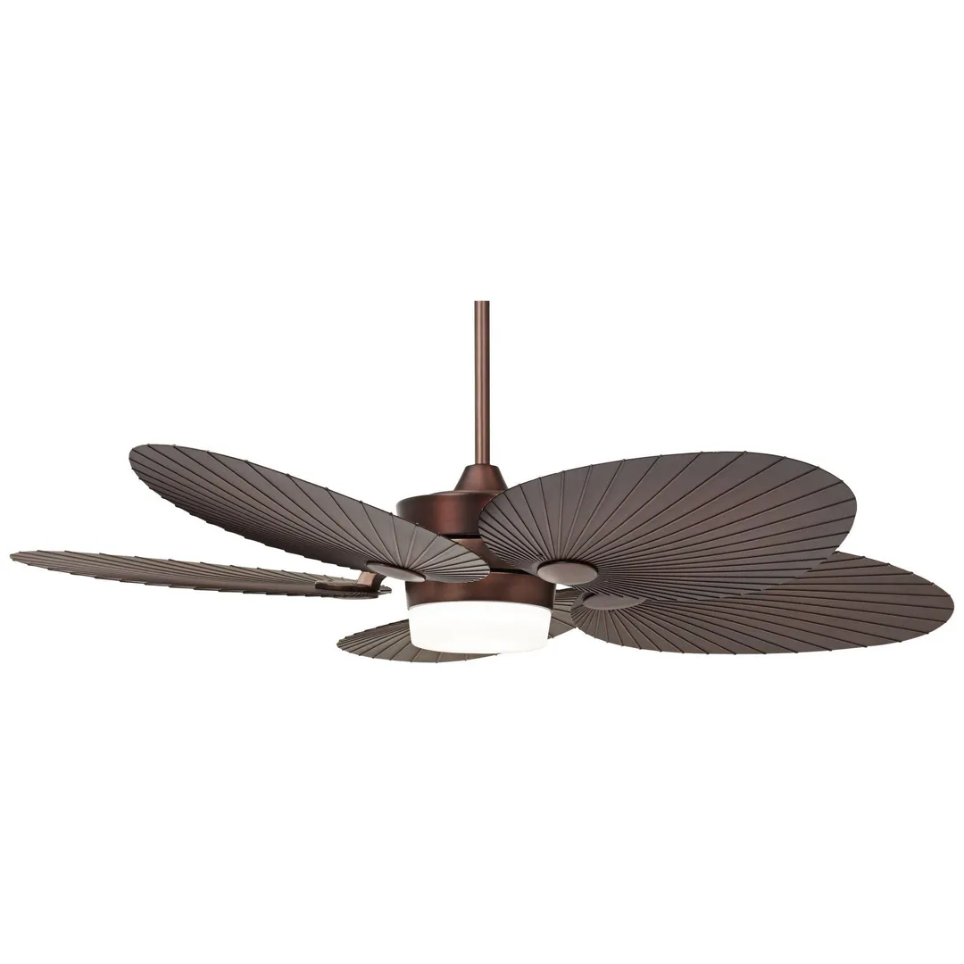 Casa Vieja 52" Casa Vieja Tropical Outdoor Ceiling Fan with Light LED Remote Control Oil Brushed Bronze Palm Leaf Damp Rated for Patio Porch, photo 6 of 7