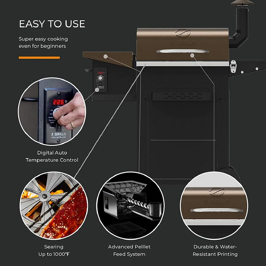 Z Grills L6002B Smart Wood Pellet Grill 6 in1 Outdoor BBQ Smoker 600 SQ Inches Cooking Area, photo 4 of 11