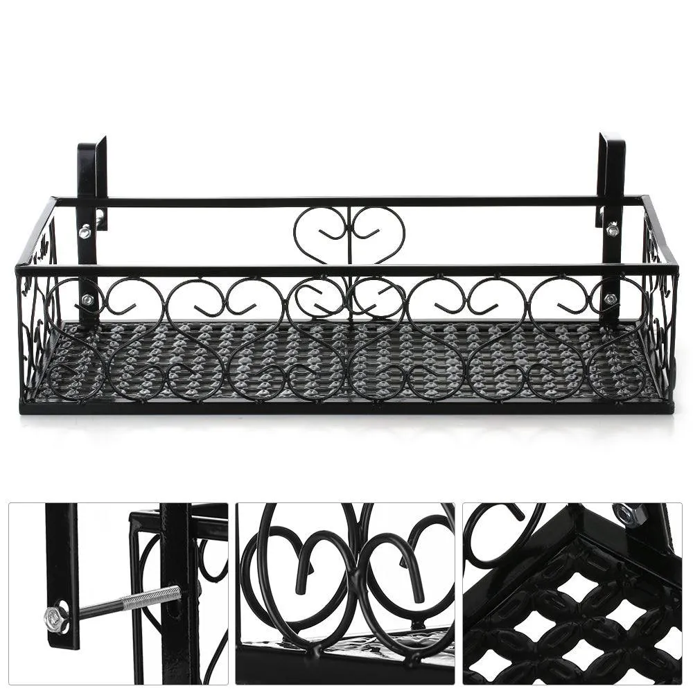 Flower Pot Stand Rack Deck Rail Flowerpot Railing Shelf Balcony Rail Planter Shelf Fence Railing Flower Pots Holder, photo 6 of 7