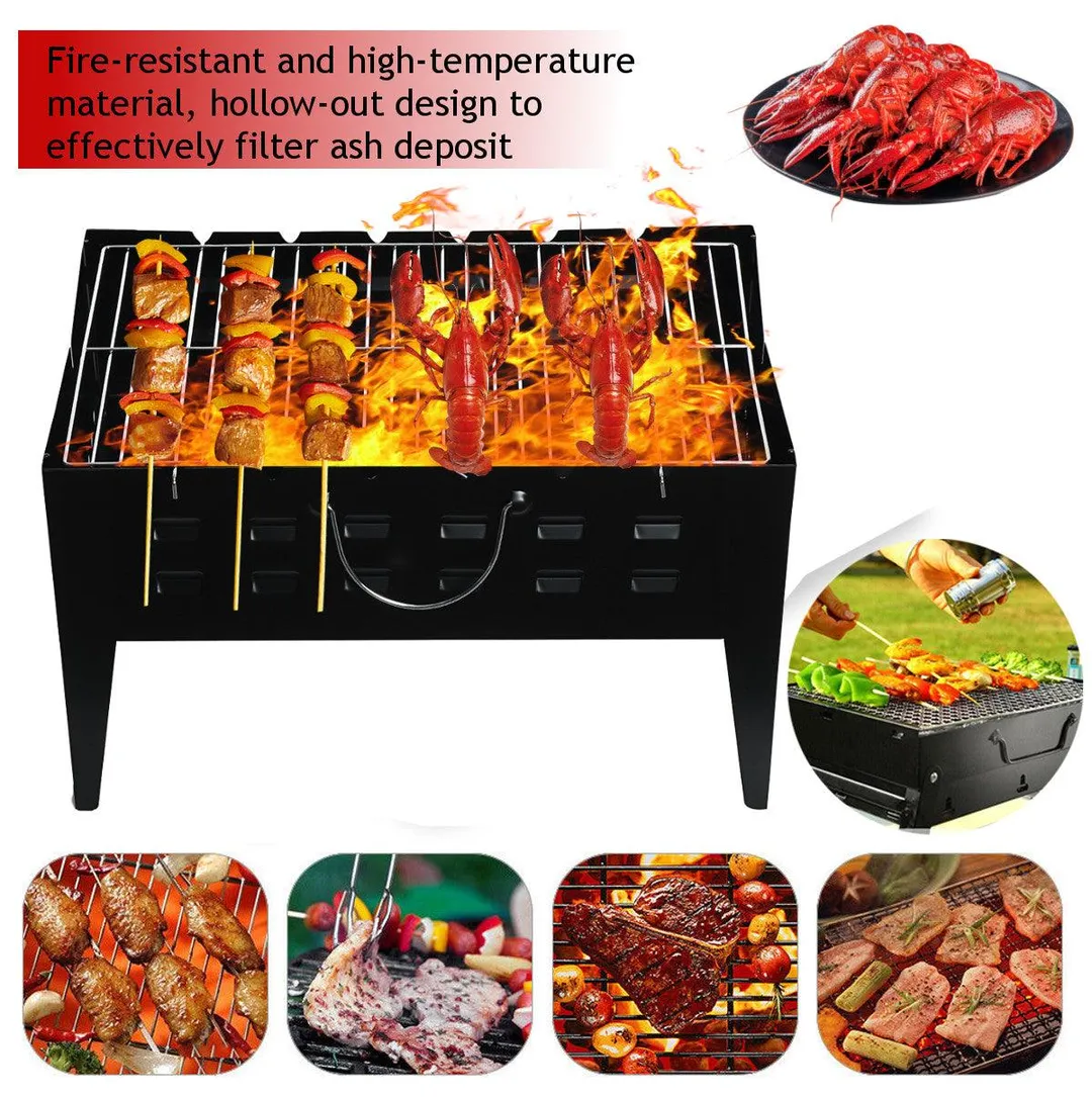Portable Charcoal BBQ Grill, Folding Kabob Grill Premium Iron Camping Grill for Outdoor Garden Patio Cooking Camping Hiking Picnics Garden Travel, photo 4 of 10