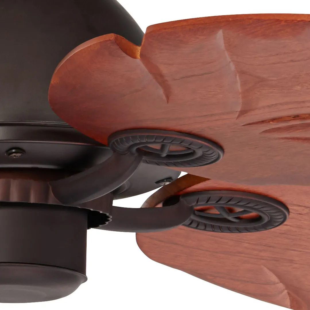 Casa Vieja 60" Casa Vieja Tropical Outdoor Ceiling Fan Oil Rubbed Bronze Walnut Wood Leaves Damp Rated for Patio Porch, photo 3 of 6