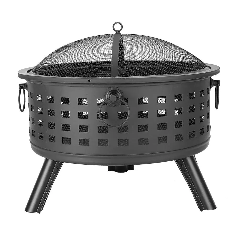GLiving 26" Fire Pits,Outdoor with BBQ Grill Shelf Backyard Garden Heater/Ice Pit Outdoor Wood Burning Table, photo 9 of 9