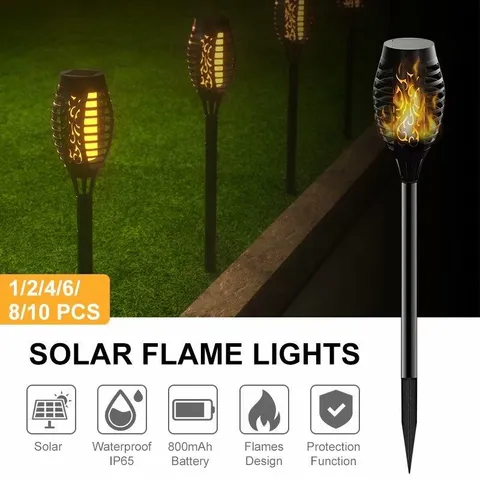 1Pcs IP65 Waterproof Solar Path Torches Lights Dancing Flame Garden Lights Outdoor Landscape Decoration for Patio Garden Path Yard Wedding Party