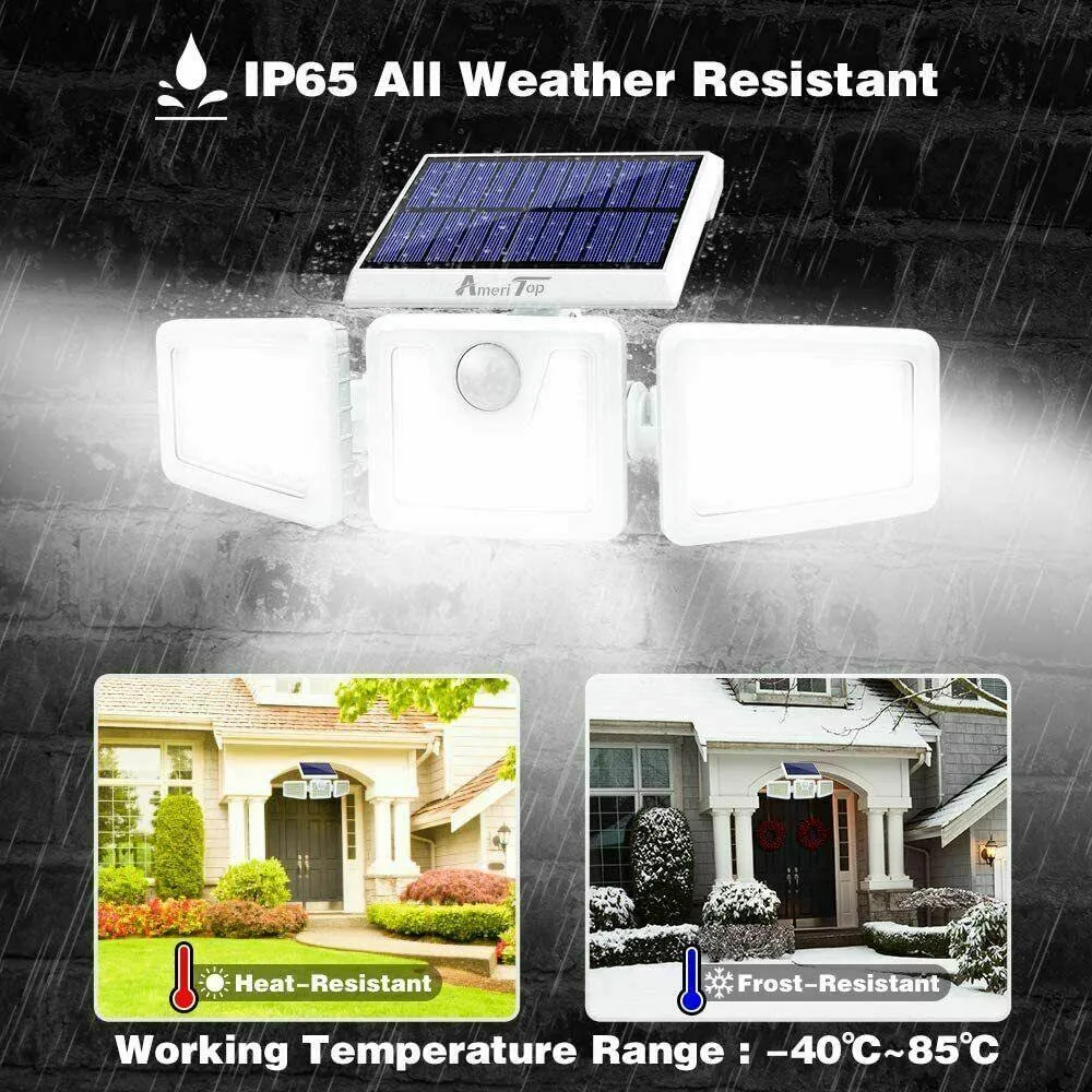 2 Pack - Solar Lights Outdoor, 800LM Wireless LED Solar Motion Sensor Lights Outdoor; 3 Adjustable Heads, 270° Wide Angle Illumination, IP65 Waterproof, Security LED Flood Light, photo 10 of 10