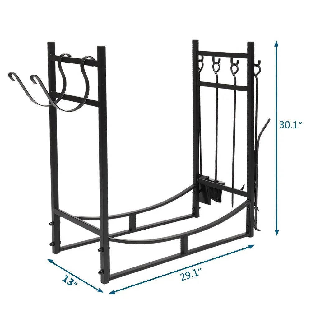 Winado 30" Pipe Metal Steel Firewood Storage Rack Holder For Indoor & Outdoor, photo 7 of 8