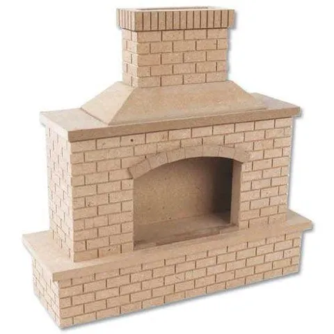 Dollhouse Miniature Outdoor Brick Fireplace
