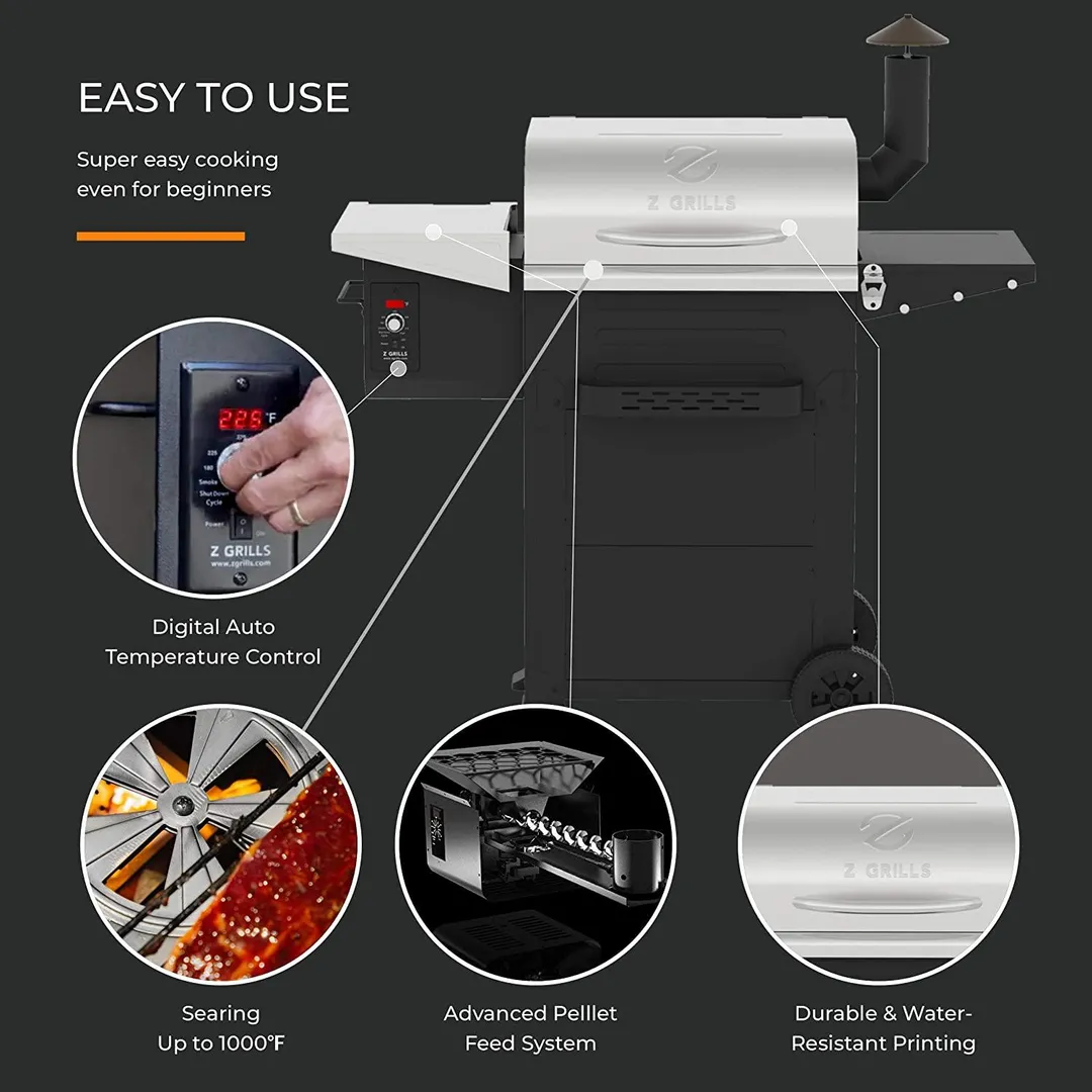 Z Grills L6002E Smart Wood Pellet Grill 6 in1 Outdoor BBQ Smoker 600 SQ Inches Cooking Area, photo 3 of 8
