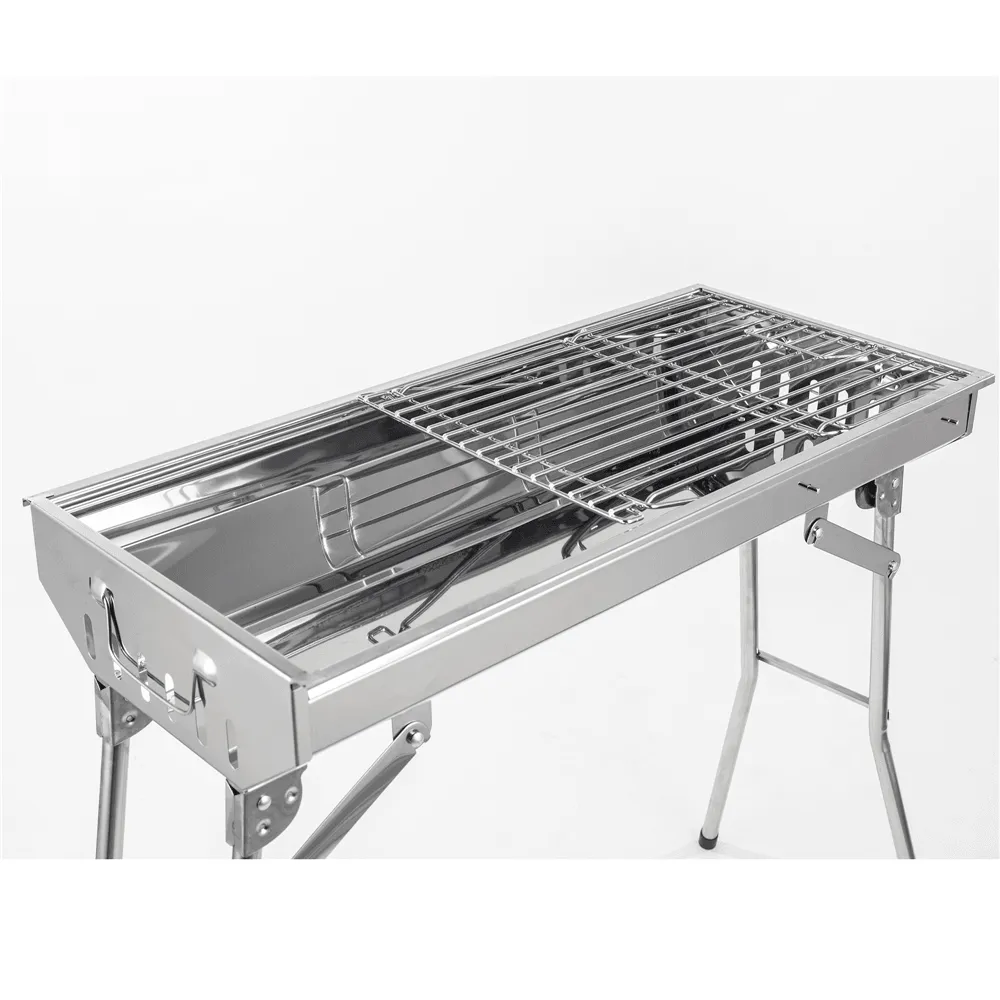 28” Steel Portable Folding Outdoor Tabletop Charcoal Barbecue Grill Stainless Steel for Pit Patio Backyard Meat Cooker Smoker Outdoor Camping Picnics, photo 4 of 8
