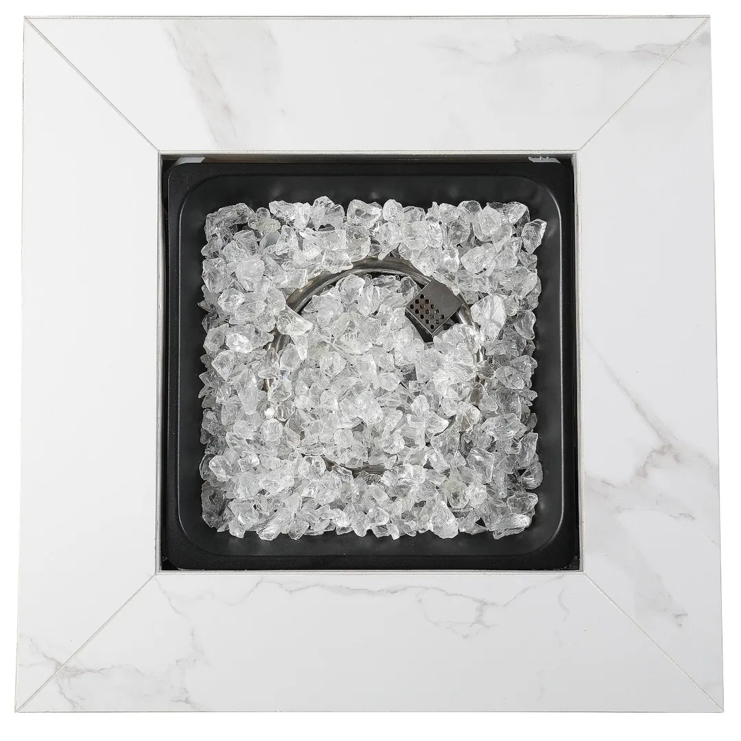 Endless Summer All Weather Outdoor Fire Pit with Faux Marble Finish, White Glass, photo 5 of 5