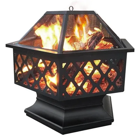 Fire Pit Garden Stove Brazier for Outdoor Patio Backyard Camping Garden Black