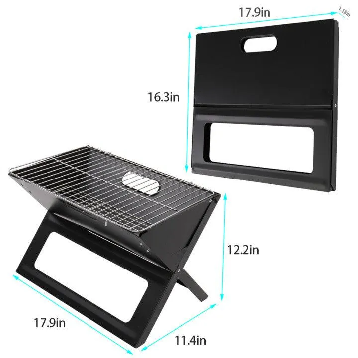 enyopro Portable Charcoal Grill, Foldable BBQ Grill with Large Grilling Area, Steel Smoker Grill Tools for Camping Cooking Travel Picnic Backpacking Garden, Easy to Setup - Black, K1247, photo 2 of 8