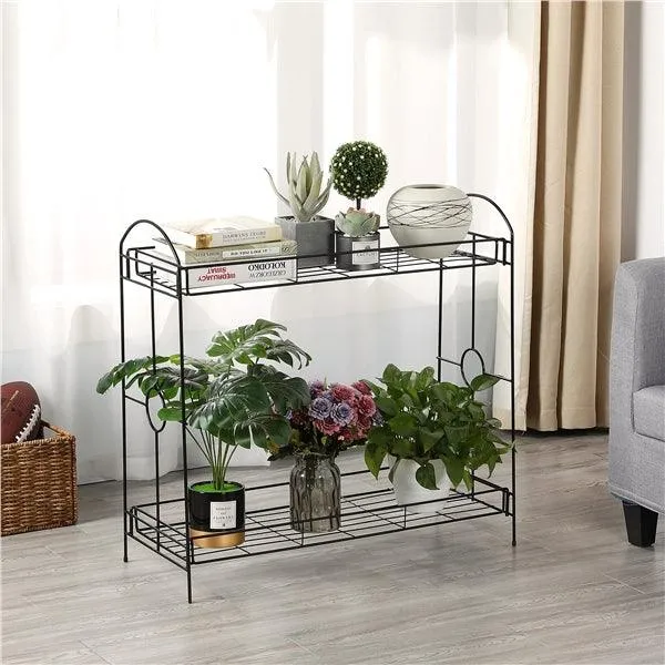 2-Tier Metal Plant Stand Plant display stand Shelf for House/ Patio/Yard/Garden, photo 9 of 9