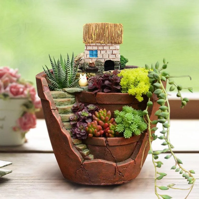 10x12CM Sky Garden Small House Succulent Green Plant Planter Herb Flower Basket Bonsai Pot Home Decor, photo 2 of 8