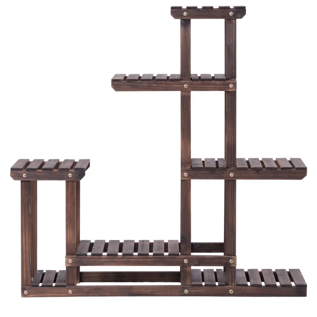 Costway Outdoor Wooden Flower Plant Stand - 6 Shelves, photo 7 of 9