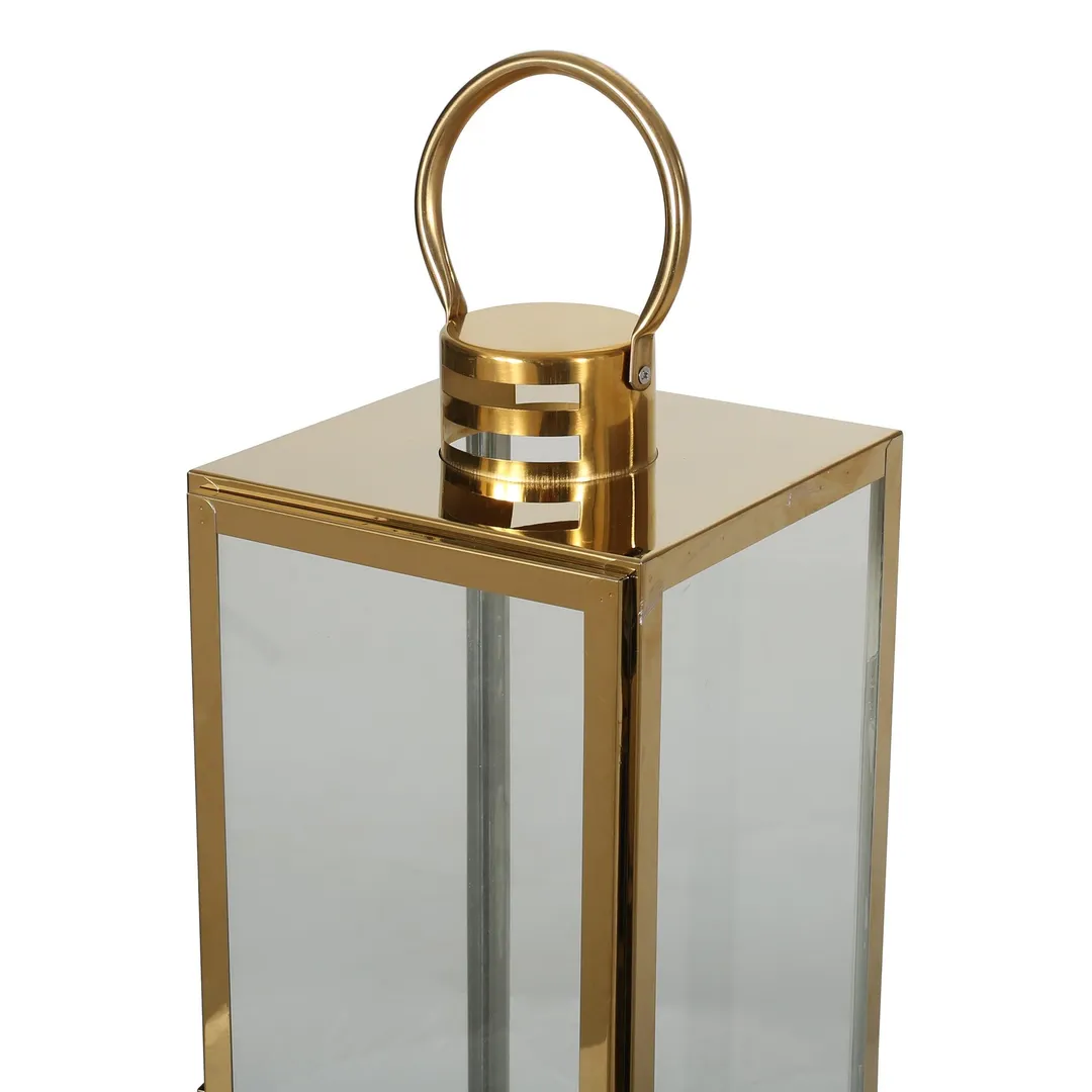 Noble House Otis 24" Modern Outdoor Stainless Steel Lantern, Gold, photo 6 of 8