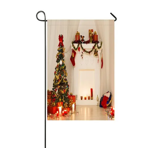 Christmas Xmas Tree Lights Presents Gifts Toys Fireplace Candles Outdoor Flag Home Party Garden Decor 12 × 18 Inch