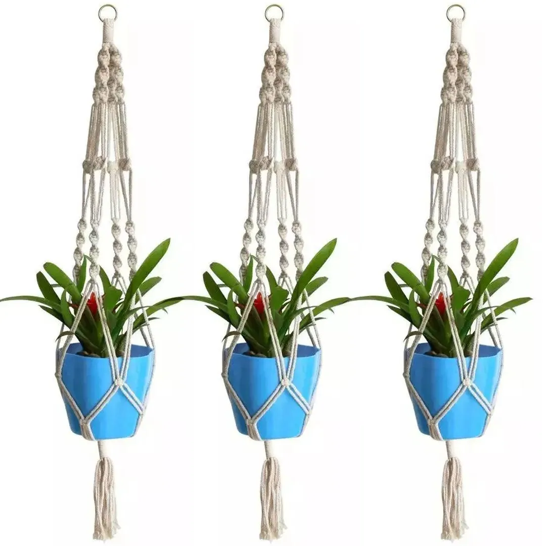 EEEKit 3 Pack Macrame Plant Hanger - Indoor Outdoor Hanging Planter Shelf - Decorative Flower Pot Holder - Hanging Baskets For Plant, Boho Bohemian Home Decor, in Box, for Succulents, Cacti, Herbs, photo 8 of 9