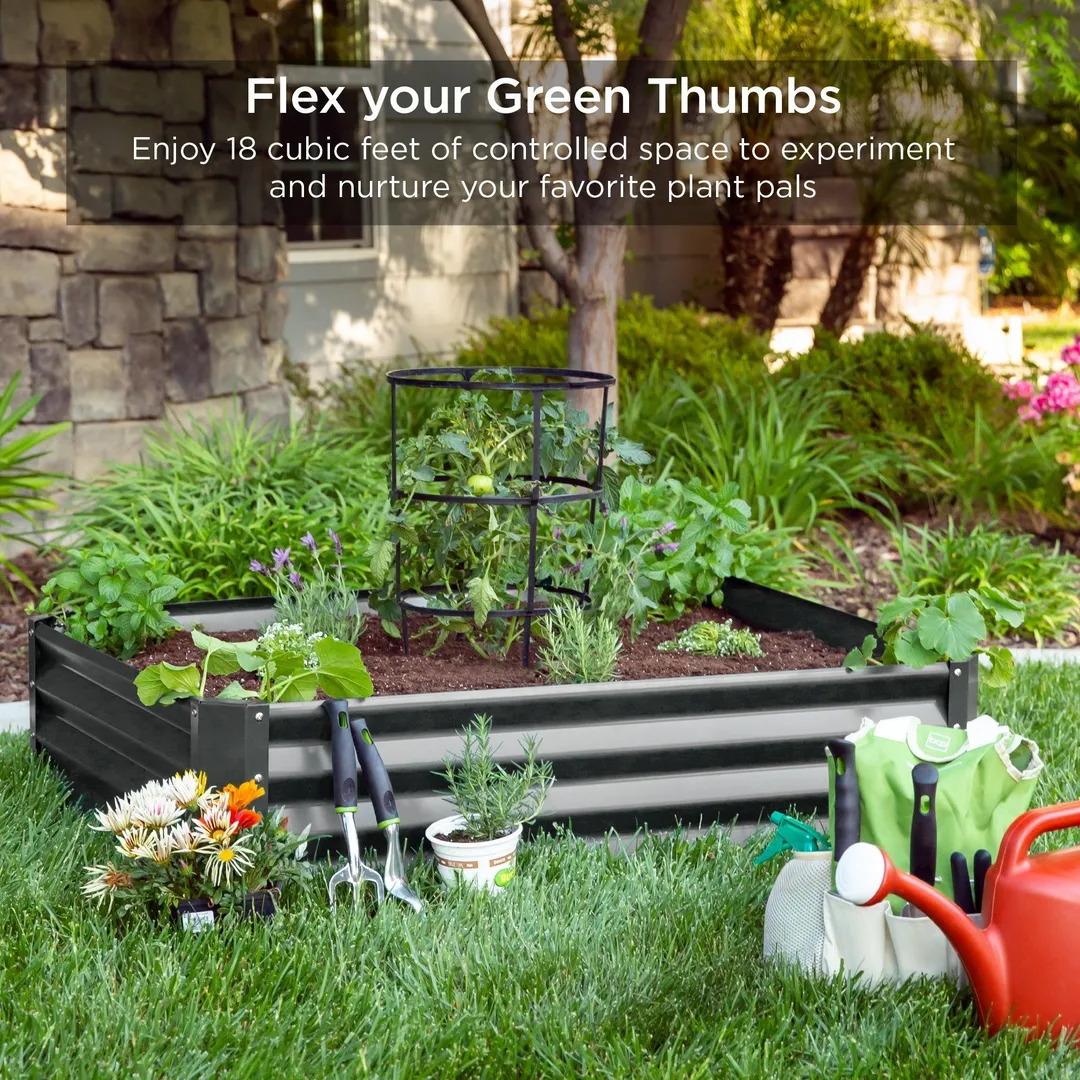 Best Choice Products 4x3x1ft Outdoor Metal Raised Garden Bed for Vegetables, Flowers, Herbs, Plants - Dark Gray, photo 5 of 7