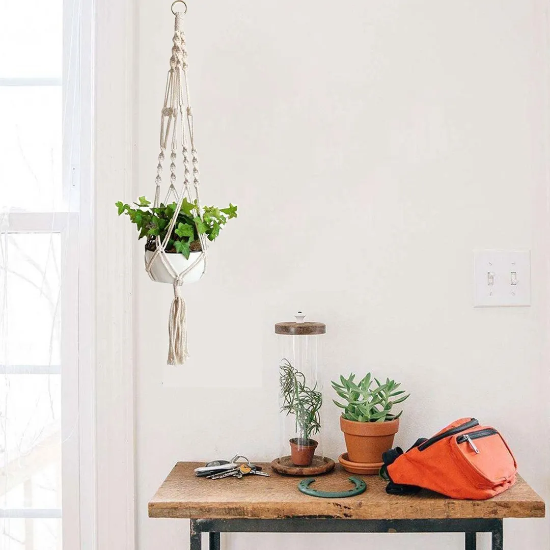 EEEKit 3 Pack Macrame Plant Hanger - Indoor Outdoor Hanging Planter Shelf - Decorative Flower Pot Holder - Hanging Baskets For Plant, Boho Bohemian Home Decor, in Box, for Succulents, Cacti, Herbs, photo 6 of 9