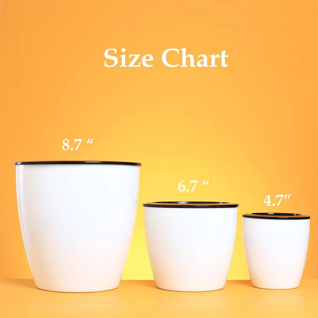 6 Pack 6.7" Self Watering Planter Wicking Pots for Indoor Golden Devil's Ivy, African Violet, Ocean Spider Plant, Orchid, White Color, photo 7 of 7
