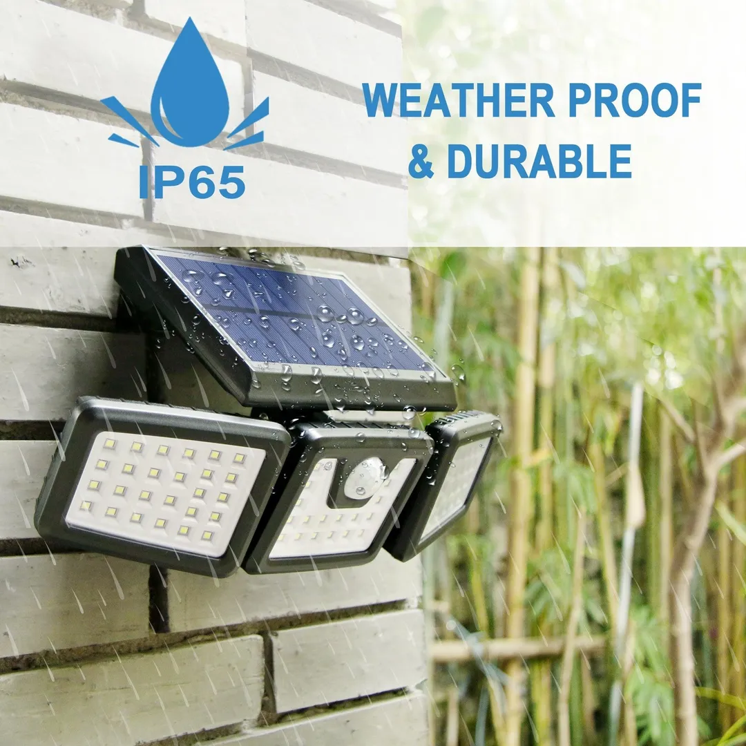 Baloray 3 Pack,2000 Lumen Security Lights,39ft/12 meters Sensor Range 270 Degree PIR Motion Sensor Solar Lights with 3 Adjustable Panels,Waterproof,Solar-Powered,Outdoor Light for Wall,Door,Garden,Patio,Flood, photo 6 of 8