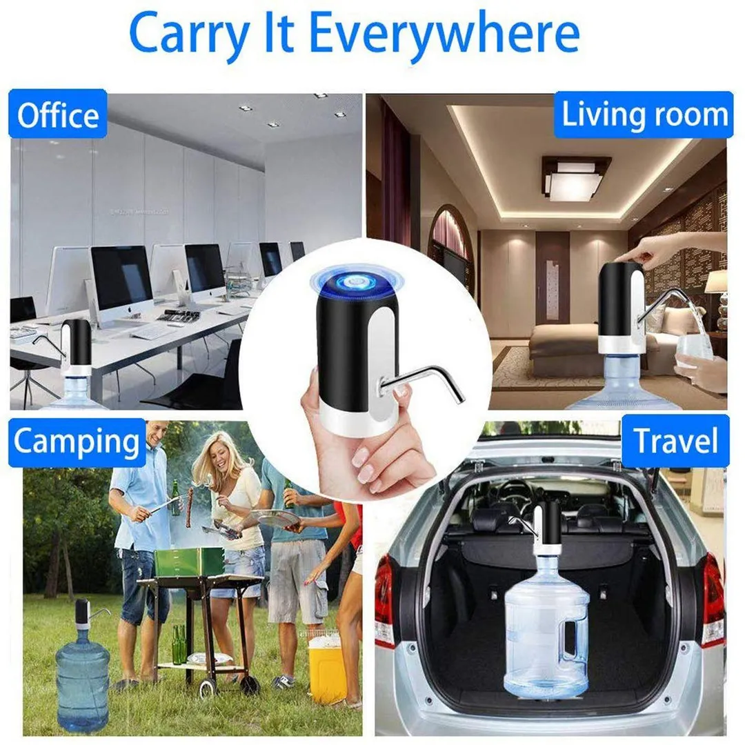 QD Water Pump Dispenser, Automatic Drinking Water Bottle Pump for 1.18-5 Gallon Water Bottle Dispenser USB Charging Portable Water Dispenser With LED Light for Home Kitchen Office Outdoor Use, photo 6 of 6