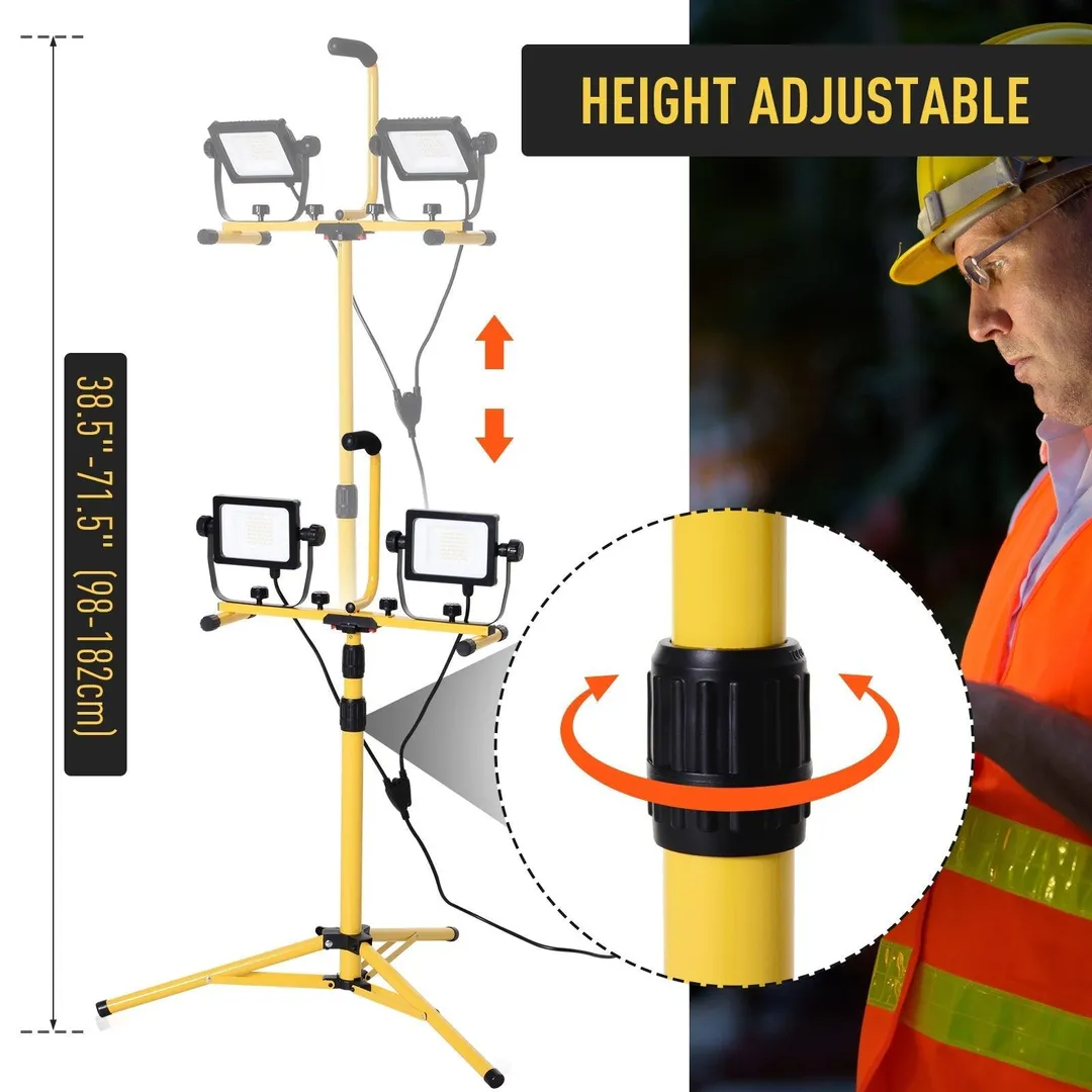 HOMCOM 8,000 Lumen LED Work Lights Dual Head Weather Resistant with Tripod Stand, photo 5 of 10