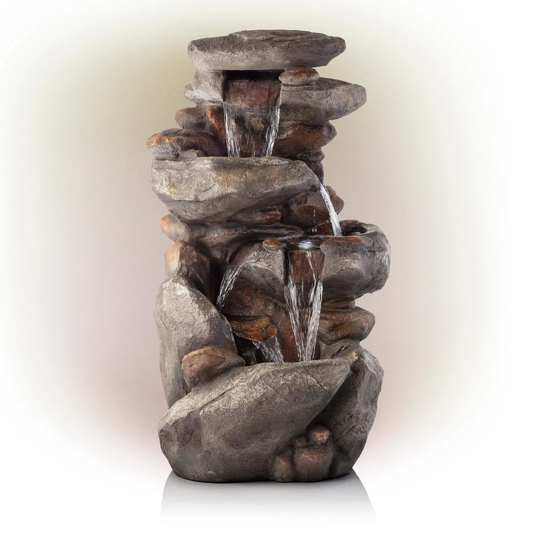 Alpine Corporation 4-Tier Rock Water Fountain with LED Lights, photo 9 of 11