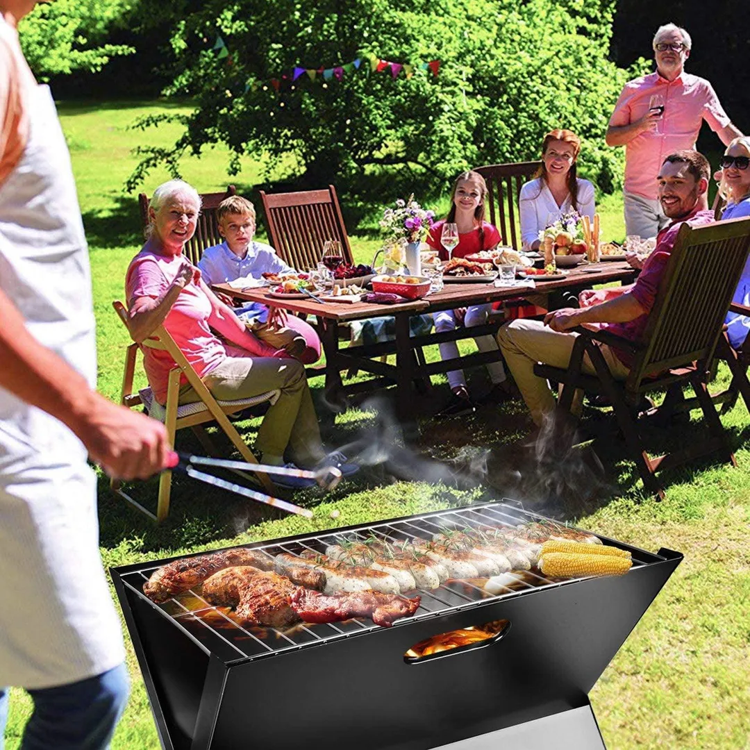 enyopro Portable Charcoal Grill, Foldable BBQ Grill with Large Grilling Area, Steel Smoker Grill Tools for Camping Cooking Travel Picnic Backpacking Garden, Easy to Setup - Black, K1247, photo 8 of 8