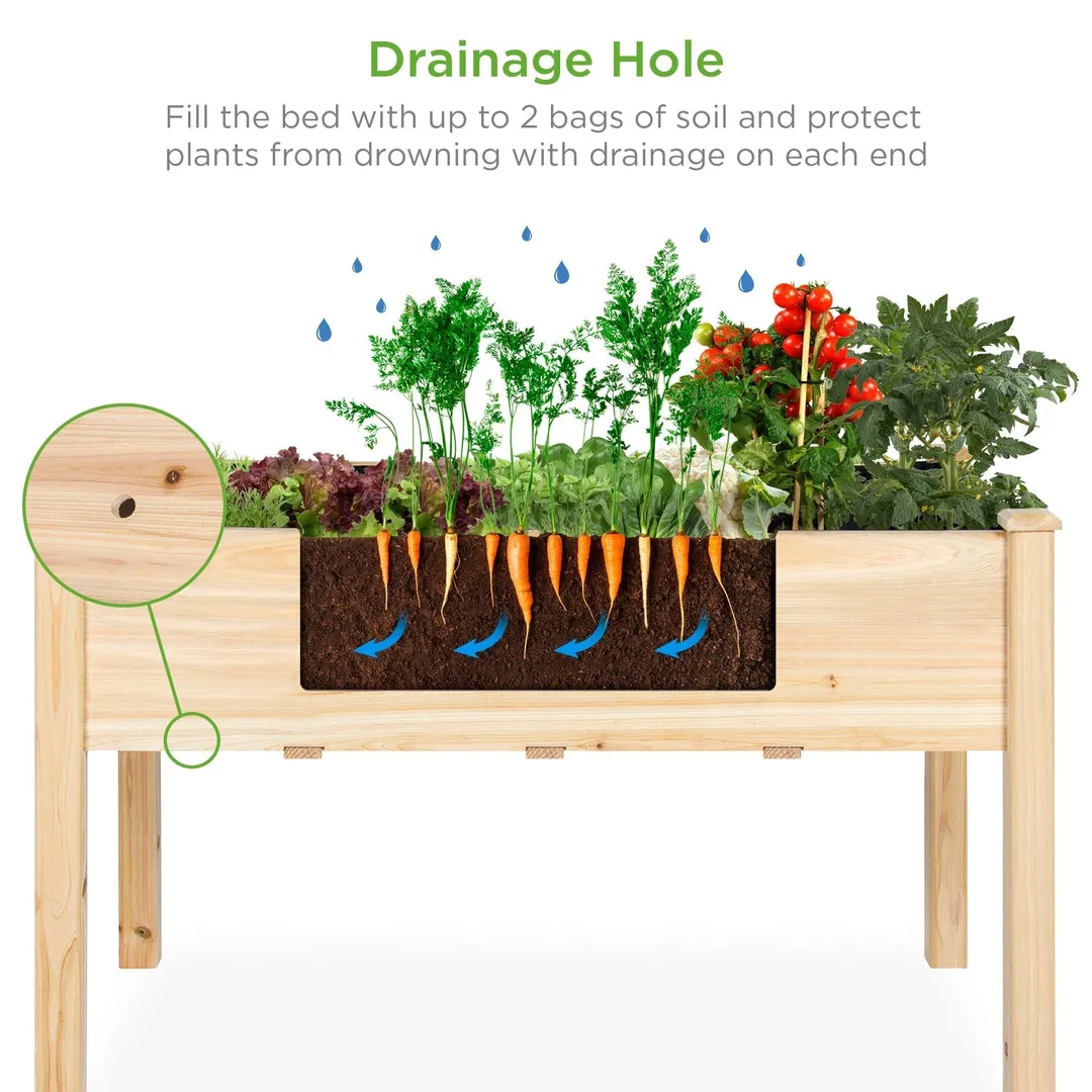 Best Choice Products 48x24x30in Elevated Raised Wood Planter Garden Bed Box Stand for Backyard, Patio - Natural, photo 3 of 7