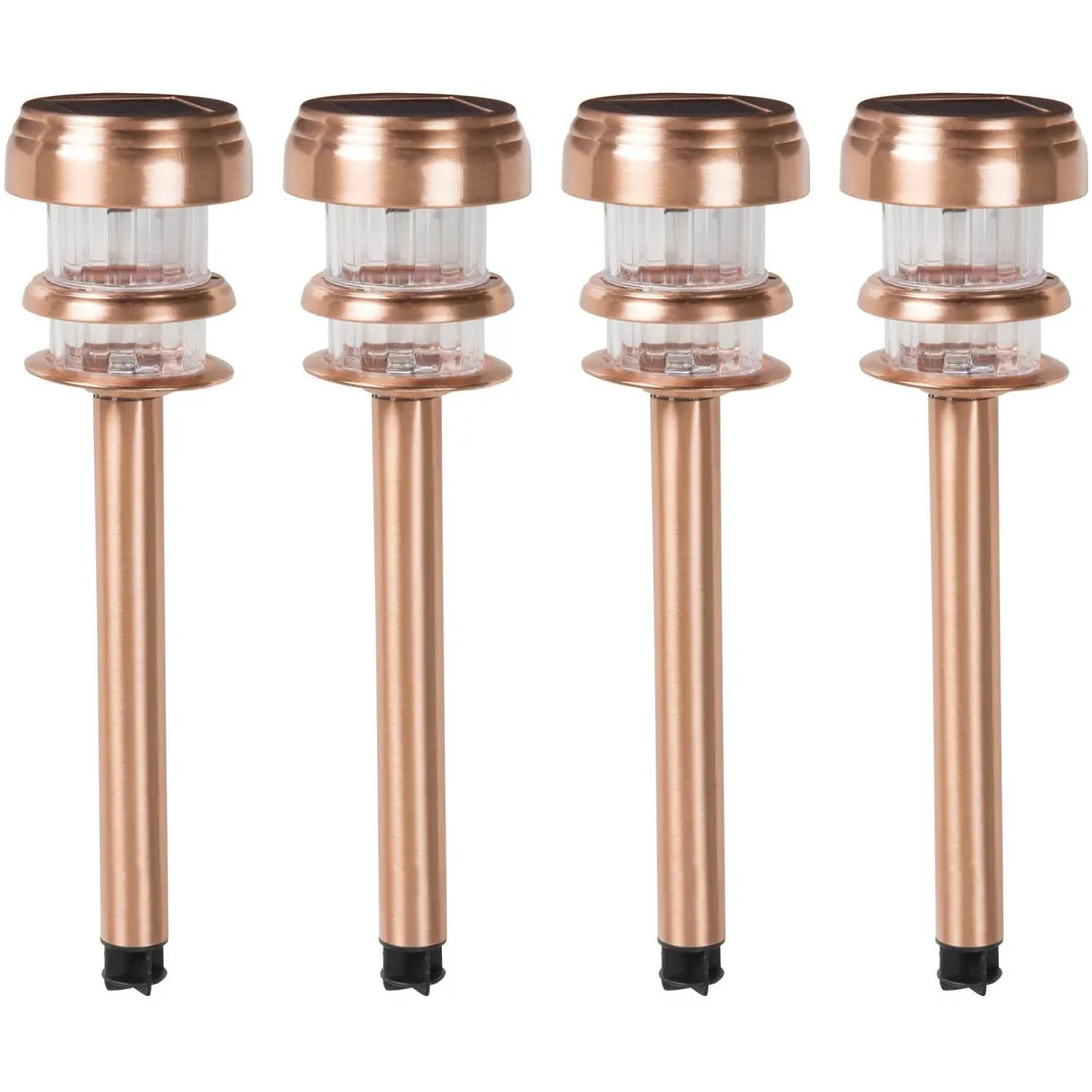 Pure Garden Solar Powered Lights (Set of 4)- LED Outdoor Stake Spotlight Fixture for Gardens, Pathways, and Patios by Pure Garden-Copper, photo 4 of 4