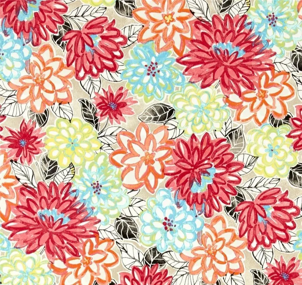 RSH Décor Indoor Outdoor Set of 4 Square Throw Pillows Weather Resistant 17" x 17" and 20" x 12", Pink, Yellow, Orange, Blue Artistic Floral, photo 2 of 5