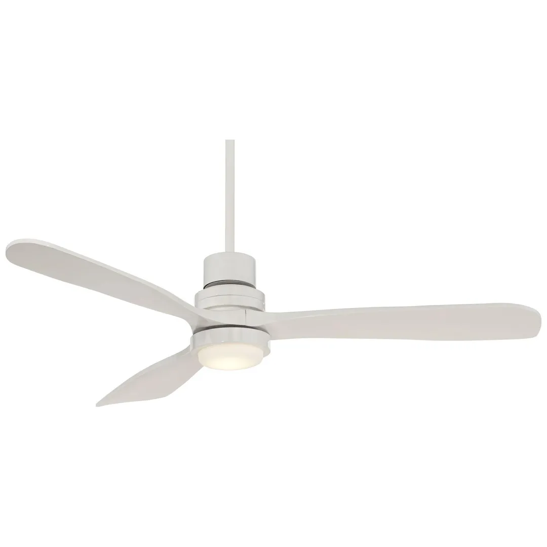 Casa Vieja 52" Casa Vieja Modern Outdoor Ceiling Fan with Light LED Delta-Wing White Wood Opal Glass Damp Rated for Patio Porch, photo 6 of 8