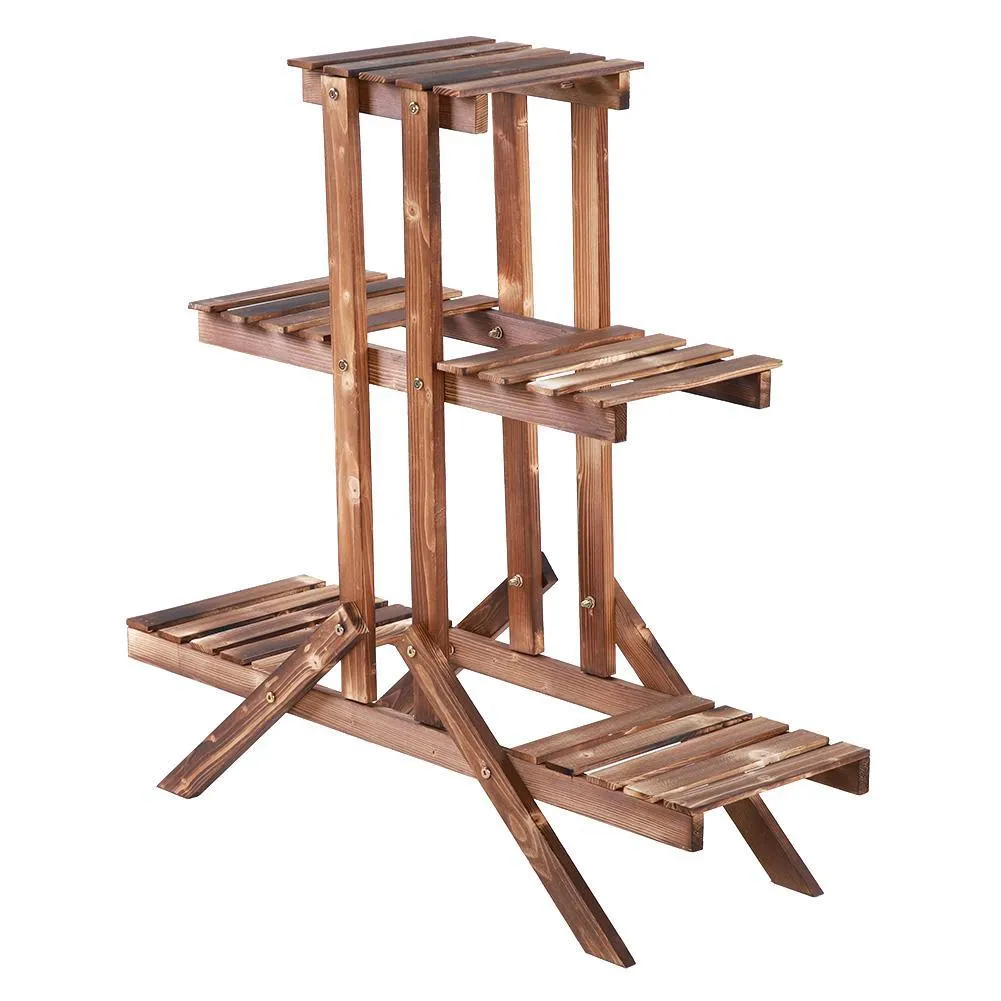 Dilwe 3 Tier Wood Flower Pot Rack Plant Stand Outdoor Indoor Utility Storage Shelf Rack Display for Living room Bedroom Yard Bedroom Garden Patio Balcony, photo 4 of 7