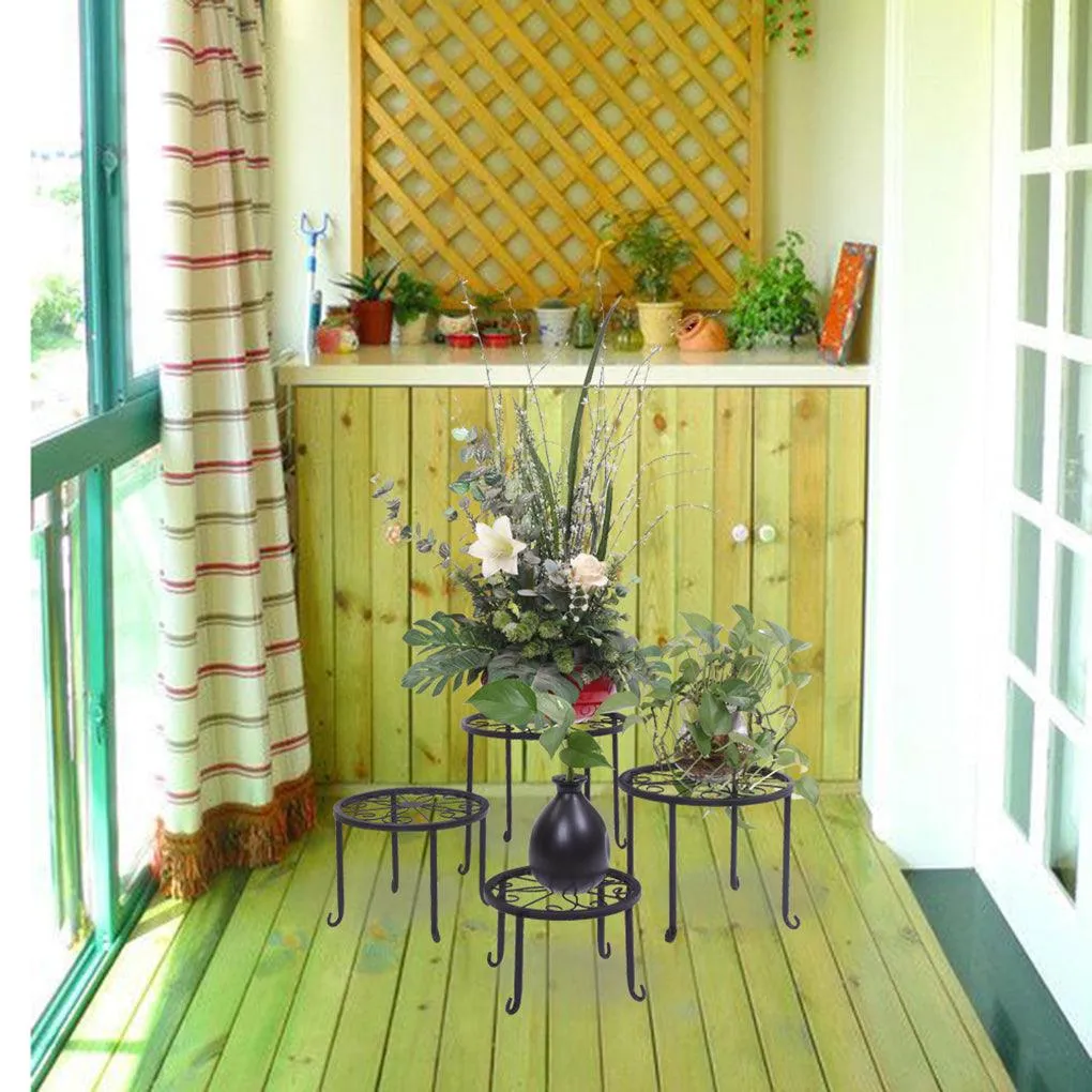 4pcs Plant Shelves Metal Plant Stand Potted Irons Planter Supports Floor Flower Pot Round Rack Display, photo 7 of 7