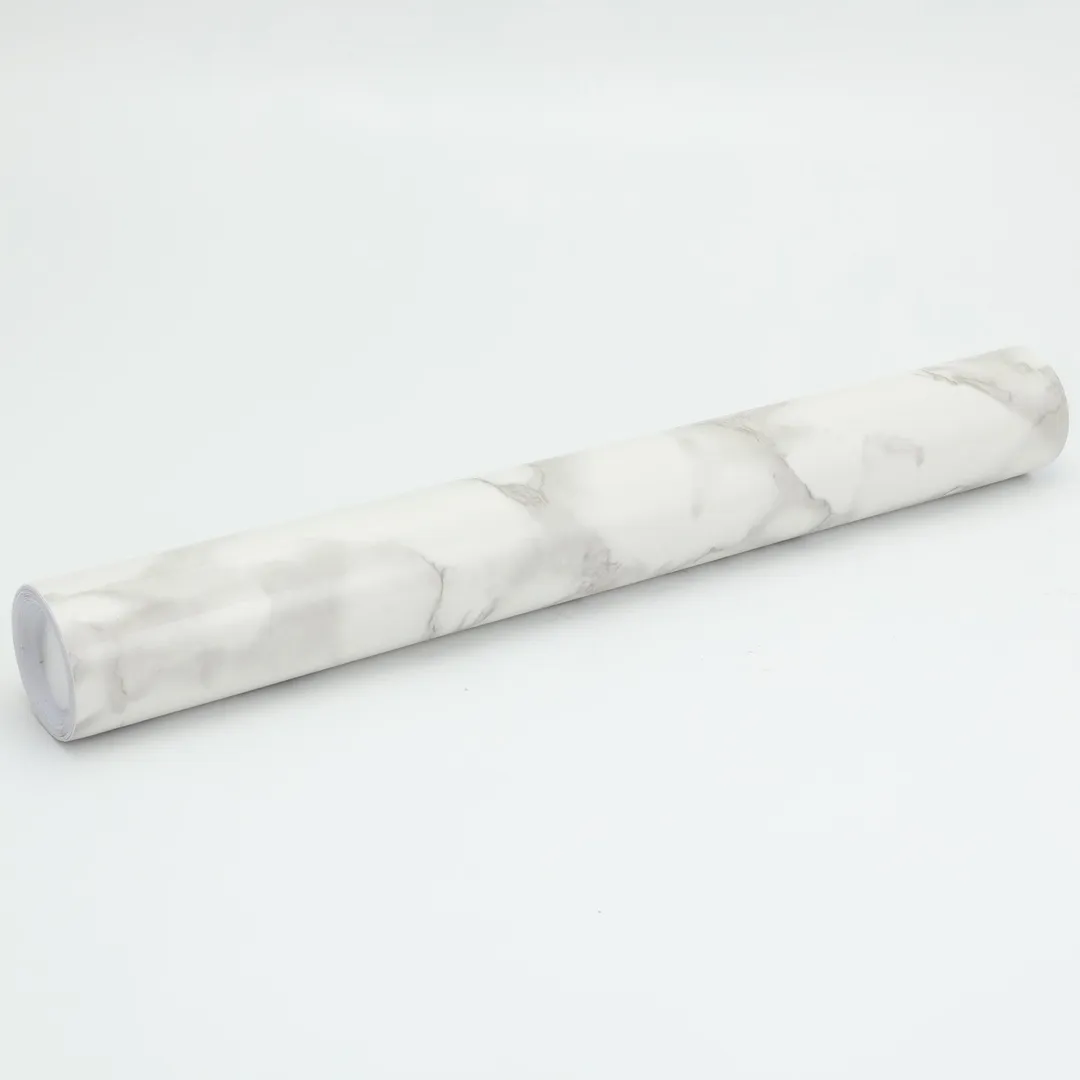 NK HOME 15.7'' x 40'' Marble Paper Granite Gray/White Roll Kitchen countertop Cabinet Furniture is renovated Thick Wallpaper PVC Easy to Remove, Upgrade Wallpaper-White, photo 5 of 8
